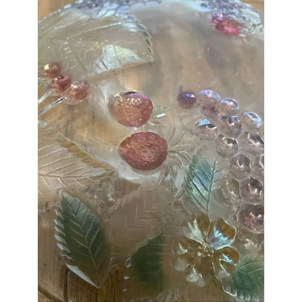 Vintage Savoir Vivre Wild Orchard Chablis Crystal Fruit Bowl/Plate